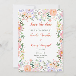Spring Floral Flowers Wedding Save the Date