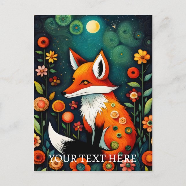 Spring Floral Fox Painting Postcard (Front)