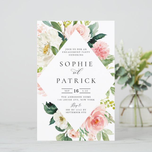 Spring Floral Frame Engagement Party Invitation (Standing Front)