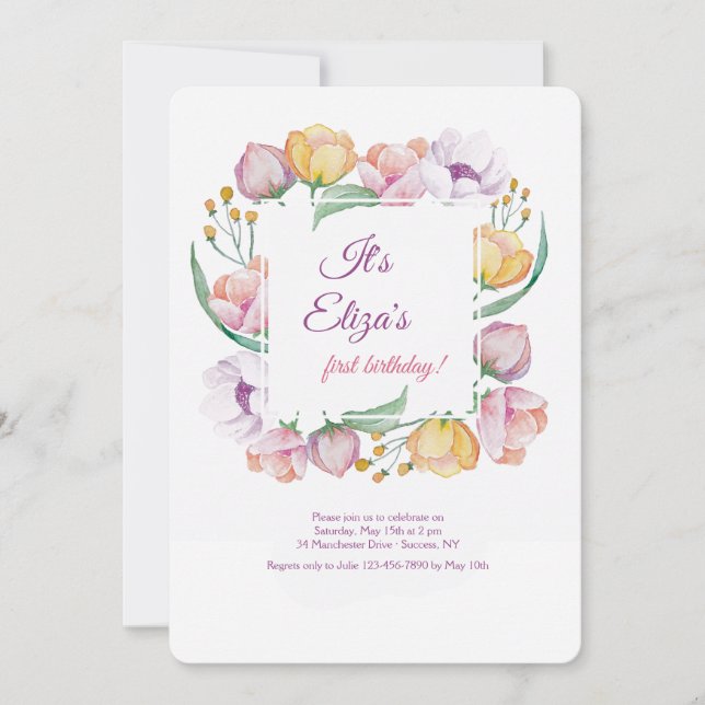Spring Floral Frame Invitation (Front)