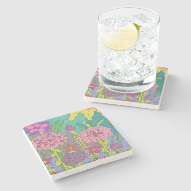 Spring Floral Garden  Stone Coaster (Side)
