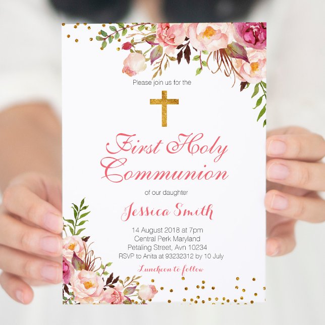 Spring Floral Girl Christening Invitation card (Creator Uploaded)