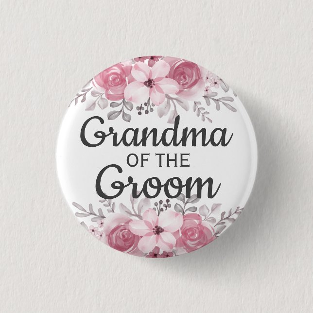 Spring Floral grandma of the groom Button (Front)