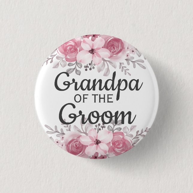 Spring Floral grandpa of the groom Button (Front)