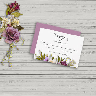Spring Floral Greenery Rustic Wedding RSVP Card