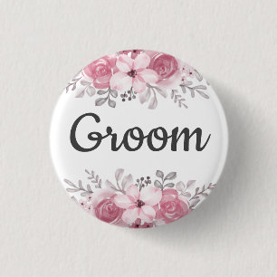 Spring Floral groom wedding  3 Cm Round Badge