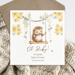 Spring Floral Hegehog Oh Baby Shower Napkin