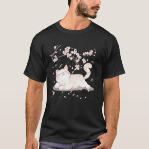 Spring Floral Kitten Lover Japanese Art Cute Cat T-Shirt