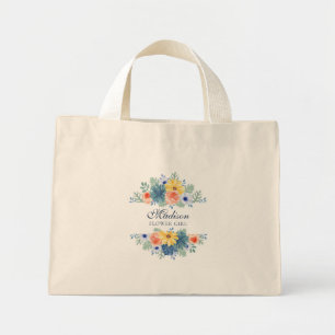 Spring Floral Modern Personalised Name   Wedding Mini Tote Bag