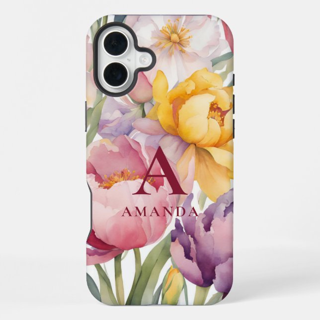 Spring Floral Monogram  iPhone Case (Back)