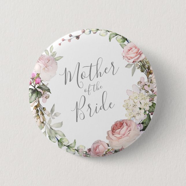 Spring Floral Mother of the Bride Button (Front)