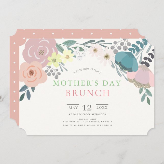 Spring Floral Mother's Day Brunch Invitation (Front/Back)