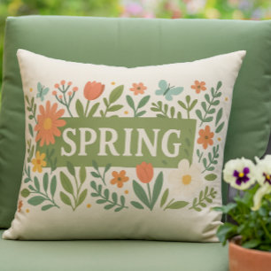 Spring Floral on Tan Colour Cushion