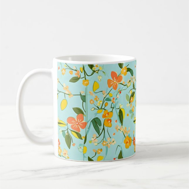Spring Floral Pattern Coffee Mug (Left)
