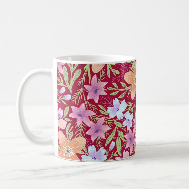 Spring Floral Pattern  Coffee Mug (Left)