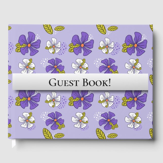 Spring Floral Pattern in Purple  Guest Book (Front)