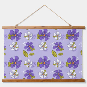Spring Floral Pattern in Purple Hanging Tapestry