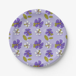 Spring Floral Pattern in Purple  Paper Plate