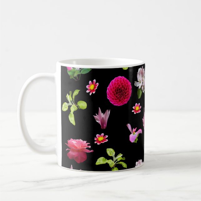 Spring Floral Photo Print Black 11 oz. mug (Left)