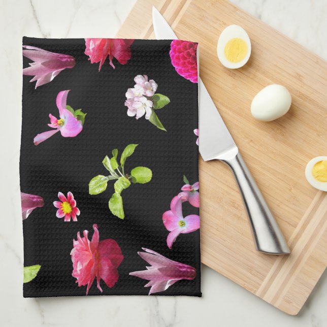 Spring Floral Photo Print Kitchen Towel (Quarter Fold)