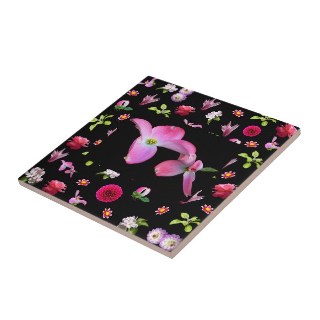 Spring Floral Photo Print Square Tile Dogwood (Side)