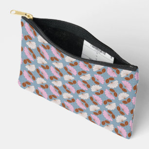 Spring floral - pink, blue & white accessory pouch
