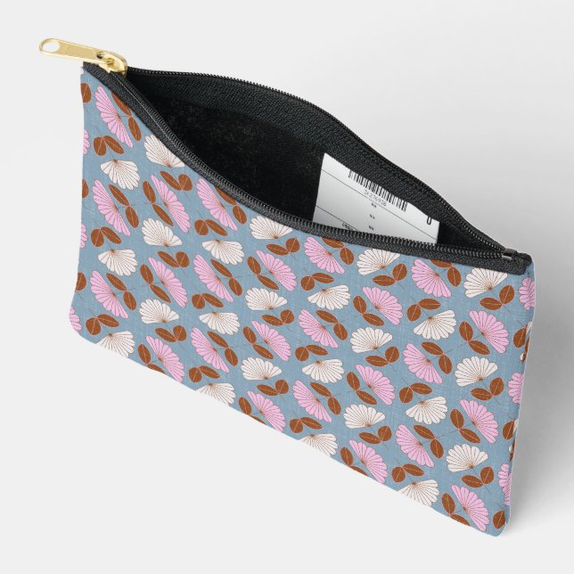Spring floral - pink, blue & white accessory pouch (Open)