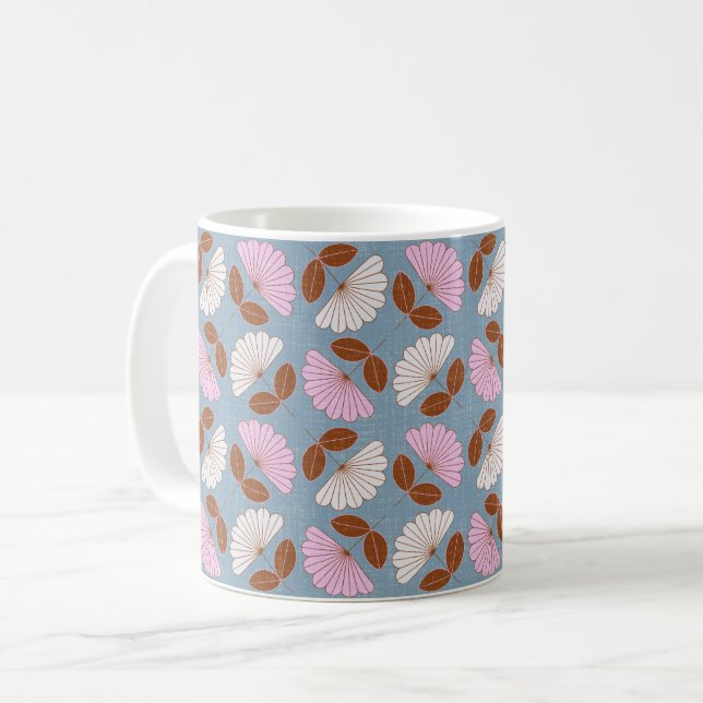 Spring floral - pink, blue & white coffee mug (Front Left)