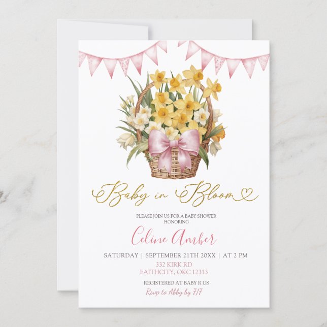 Spring Floral Pink Coquette Baby Shower Invitation (Front)