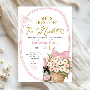 Spring Floral Pink Coquette Daisy Bridal Shower Invitation