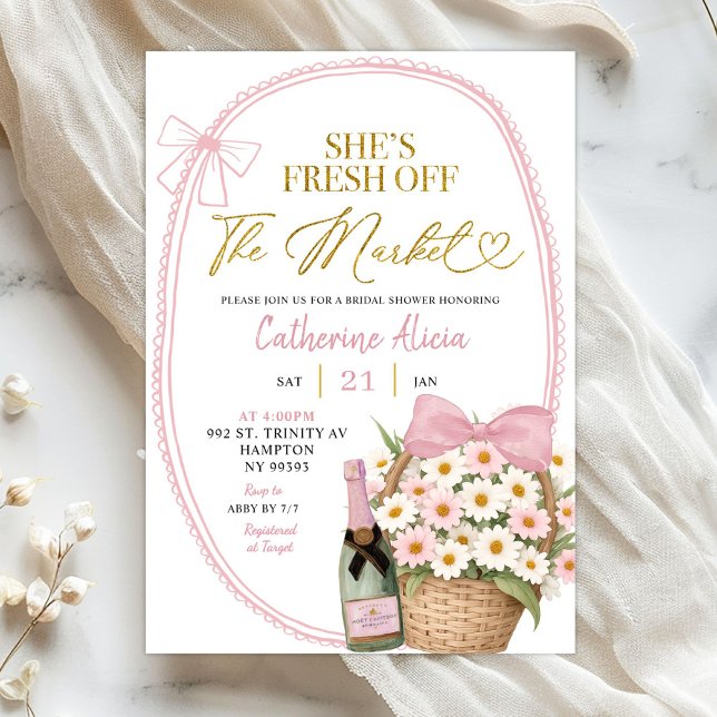 Spring Floral Pink Coquette Daisy Bridal Shower Invitation (Creator Uploaded)