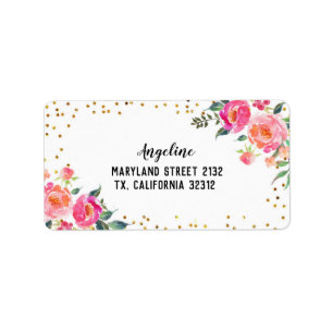 Spring Floral Pink Gold Address Label