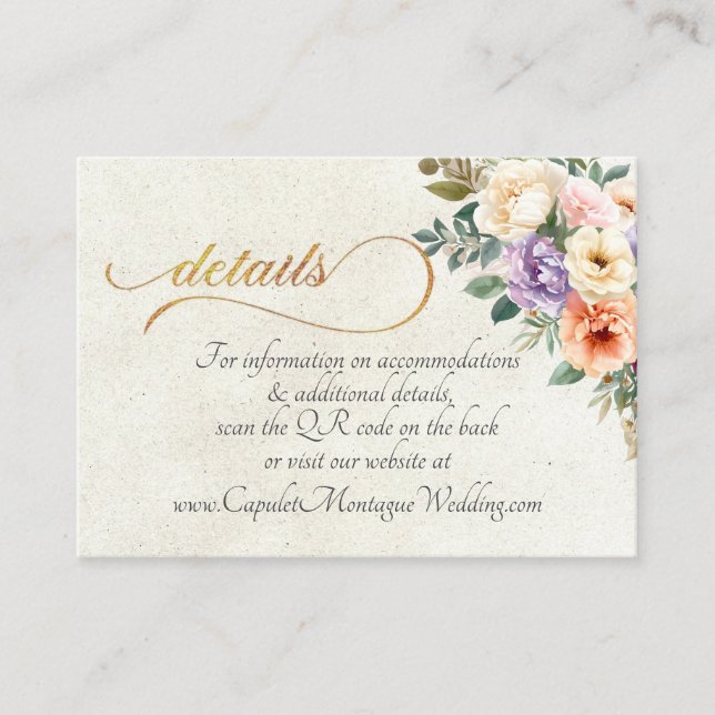 Spring Floral, QR Code - Cream Enclosure Card (Front)