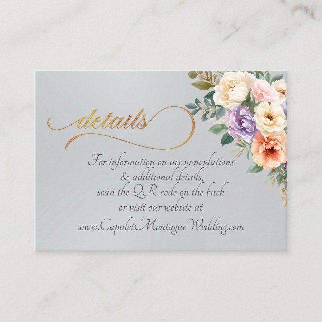 Spring Floral, QR Code - Silver Enclosure Card (Front)