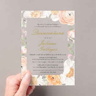 Spring Floral Quinceanera invitation