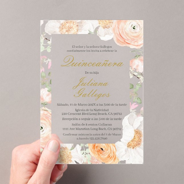 Spring Floral Quinceanera invitation (Insitu (Handheld))