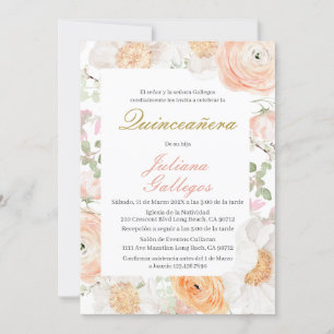 Spring Floral Quinceanera invitation
