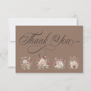 Spring Floral saddle brown Thank You Card