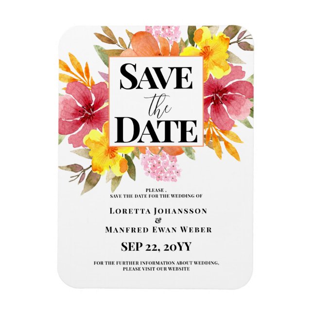 Spring Floral Save the date  Magnet (Vertical)
