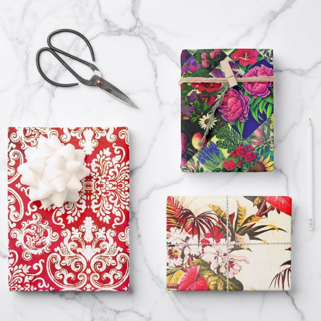 Spring Floral Sets, Woodbury & Hollywood Floral Wrapping Paper Sheet (Front)