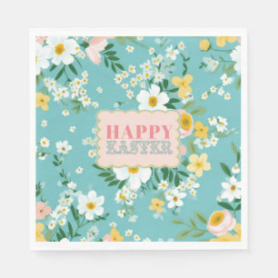 Spring Floral Squiggle Frame Easter Brunch Napkin