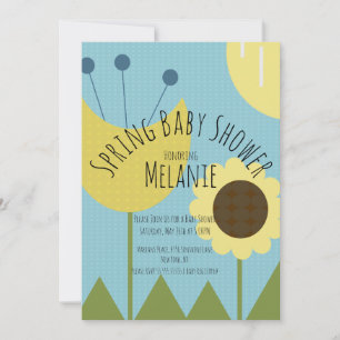 Spring Floral Sunflower Baby Shower Invitation
