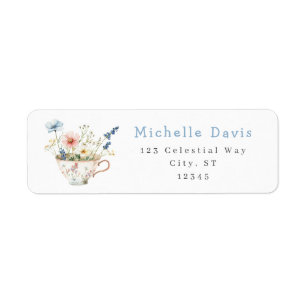 Spring Floral Tea Party Address Return Address Label