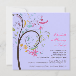 Spring Floral Tree Baby Shower Invitation