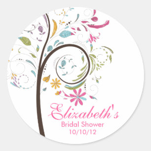 Spring Floral Tree Bridal Shower Sticker