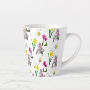 Spring Floral  Tulip Daffodils Lilacs  Latte Mug