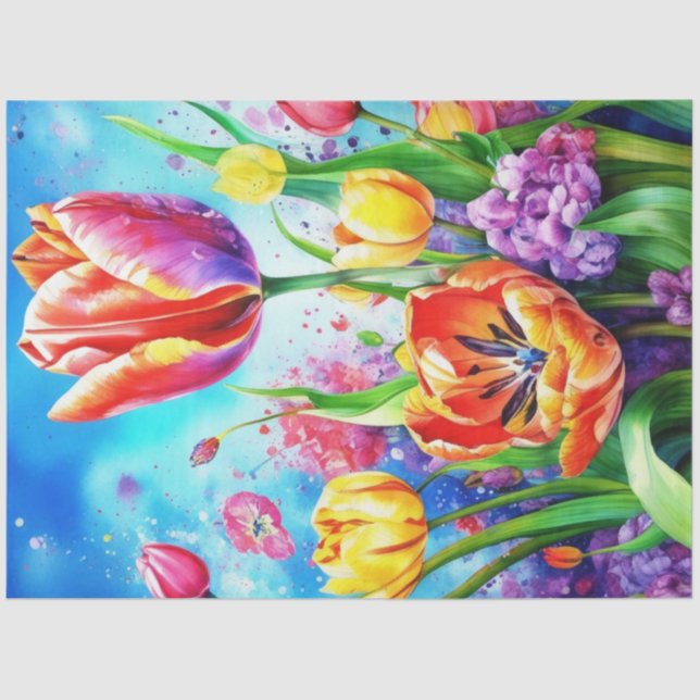Spring Floral Tulips Tissue Paper (Front)