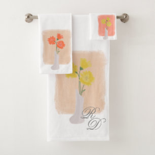 Spring Floral Vase Botanical Bath Towel Set