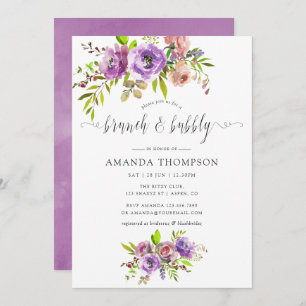 Spring Floral Watercolor Brunch and Bubbly Invitation