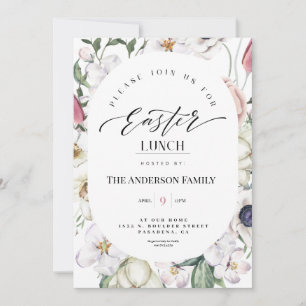 Spring Floral Watercolor Easter Lunch Invitation